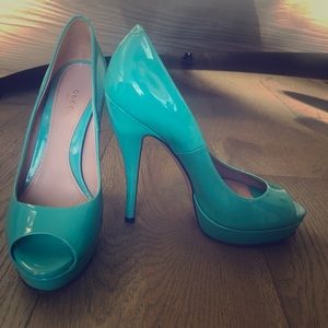 Gucci Light Blue Patent Leather Peep-Toe Platform8
